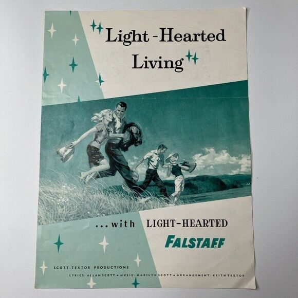 Light-Hearted Living Vintage Sheet Music Falstaff Beer Ad Piano Voice 1960 - Picture 1 of 5